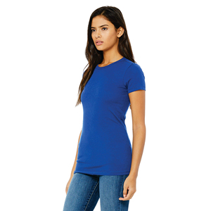 T-shirts basiques blancs de luxe sexy pour femmes, fabriqués sur mesure en usine, en molleton de coton/élasthanne, col rond, manches courtes - Product Image 1