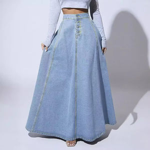 OEM High Quality Wholesale Custom Denim Cotton Mini Skirt for Womens High Waist Ladies <b>Jeans</b> <b>Button</b> Women's Denim Skirts - Product Image 5