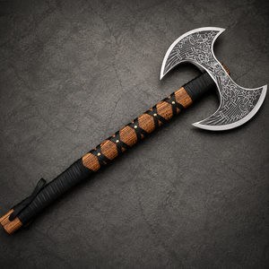 Hacha de camping Vikinga Tomahawk con doble filo, estilo Odin, de 27 pulgadas de largo, con diseño de cabeza barbuda, ideal para regalos de Navidad, envío gratis - Product Image 3