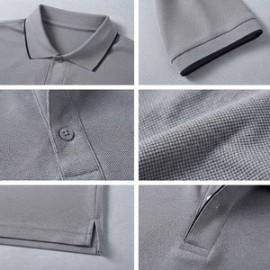 Chemise grise à manches courtes pour homme avec poche, en tissu tricoté respirant Spandex/Polyester, design uni décontracté, longueur standard - Product Image 5