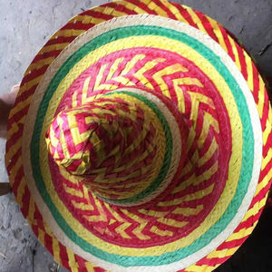 Chapeau de paille mexicain multicolore à rayures avec pompons - Style décontracté pour les fêtes d'été, les activités de plein air, les voyages et les occasions professionnelles - Product Image 1