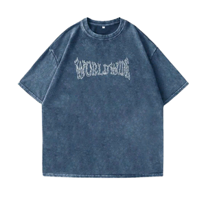 Unisex Haunted Forest gráfico pesado algodón camiseta de gran tamaño Halloween otoño moda - Product Image 1