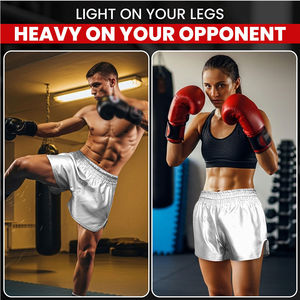 กางเกงขาสั้นผู้ชายทนทาน รุ่นใหม่ทันสมัย ผลิตจากโพลีเอสเตอร์ 100% กางเกงมวยไทยสำหรับฝึกซ้อม บริการ OEM กางเกงขาสั้นที่ดีที่สุดสำหรับผู้ชาย - Product Image 5