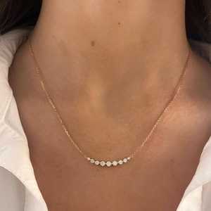 Collares de barra con solitario de diamante, minimalistas y delicados para uso diario, con cierre de langosta, colgante de 18 pulgadas para superposición, oro macizo CVD de 14K y 18K - Product Image 4
