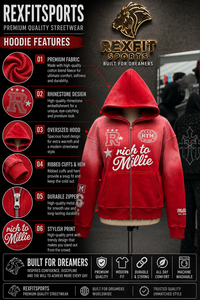 Sweat-shirt unisexe personnalisé vintage rouge à capuche zippé, style streetwear oversize avec patch graphique, entièrement zippé, en molleton épais, marque privée - Product Image 6