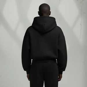 <b>Men's</b> Oversized Hooded Sweatshirt Solid Color Minimalist Style Knitted Cotton Autumn Wear Regular Fit - Product Image 3