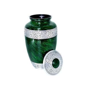 Handcrafted Green <b>Marble</b> Finish Aluminium Cremation Urn For Human Ashes <b>Large</b> Decorative Funeral Memorial Urn With Secure - Product Image 1
