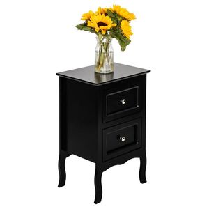 Comodino a Due Ripiani in Stile Country, Grande Dimensione, Nero, Arredamento Camera da Letto - Product Image 3