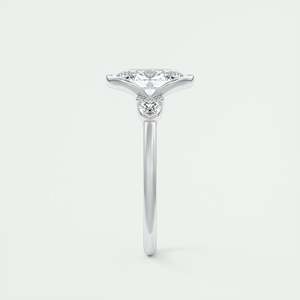 Bague de fiançailles à trois pierres avec diamant ovale de 2,50 carats cultivé en laboratoire et pierres latérales en forme de poire en or blanc 14 carats - Product Image 3