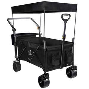 Heavy Duty All-Terrain Foldable <b>Camping</b> Cart with Removable <b>Canopy</b> and Brake Collapsible Wagon Cart with Wheels - Product Image 1