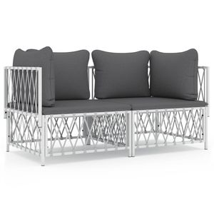 Set Lounge da Giardino Bianco e Grigio Scuro - Product Image 2