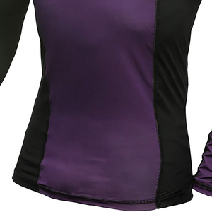 Haut de compression à manches longues pour entraînement hardcore, violet et noir, séchage rapide, pour MMA, unisexe adulte - Product Image 2