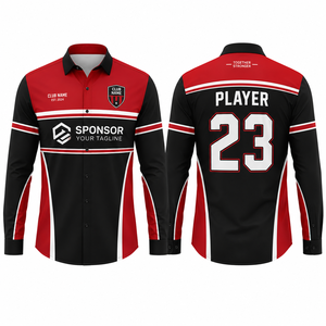 Camiseta Deportiva Personalizada de Poliéster para Hombre, Roja, Negra y Blanca, Jugador Número 23, Transpirable, Manga Larga, Uniforme de Equipo - Product Image 1