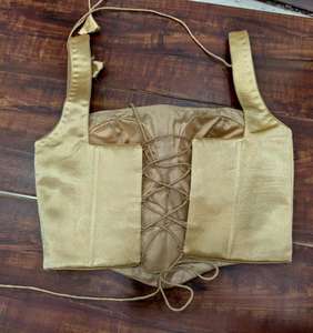 Blusa corta de satén plateado tejido 100% poliéster acolchada con lazo trasero Dori, estilo simple y dulce, para otoño/invierno/primavera/verano - Product Image 2