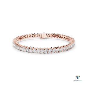 8.40 CT Rose <b>Gold</b> Marquise Lab Grown Diamond Bracelet in 18K <b>Solid</b> <b>Gold</b>, 7 Inch Statement Tennis Bracelet - Product Image 1