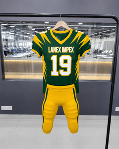 Uniforme de Fútbol Americano para Hombre, Superventas, Verde y Amarillo, Sublimado, Conjunto de Jersey y Pantalones, Número 19, Poliéster Transpirable - Product Image 5
