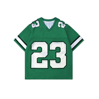 Camiseta de Fútbol Americano para Hombre, Cuello en V, Estampada, Manga Corta, Corte Holgado, Color Personalizado, Transpirable, Antibacteriana, de Secado Rápido