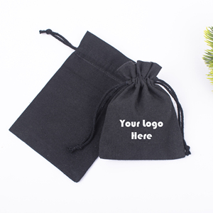 Petite pochette en coton avec cordon de serrage, noire, pour organiser des bijoux, emballage cadeau, accessoire pour la promotion de la marque - Product Image 5