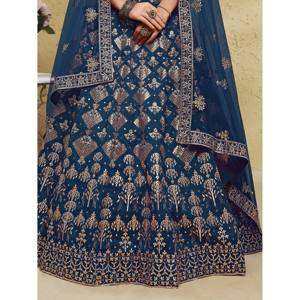 Fascinating Blue Sequins Silk <b>Wedding</b> Lehenga Choli - Product Image 2