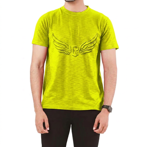 T-shirt à manches courtes pour homme, en coton 100%, avec logo d'aile en relief rouge, coupe classique, col rond, vêtement décontracté - Product Image 6