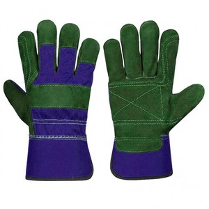 Guantes de Seguridad de Cuero de Grano Completo, Resistentes a la Abrasión, con Puño Recto, Antideslizantes, de Uso General, en Verde, Turquesa y Morado - Product Image 5