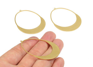Handmade Gold Crescent Moon <b>Hoop</b> <b>Earrings</b> Large <b>Solid</b> Teardrop Minimalist Boho Statement Jewelry Wholesale by Hari Om Creations - Product Image 1