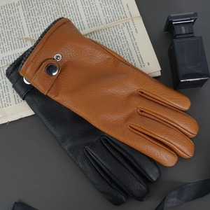 Luxury Winter Genuine Deerskin Leather <b>Gloves</b> for Men <b>Warm</b> Fur Lined Wool Knit Cuff Driving <b>Gloves</b> Soft Outdoor Fashion - Product Image 6