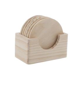 Juego de Posavasos Redondos de Madera con Soporte, Posavasos Modernos de Madera Natural para Decoración de Mesa de Cocina y Hogar, Ecológicos - Product Image 1