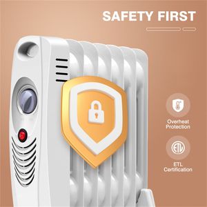 Stufa Compatta a Olio da 700W con Maniglia per Trasporto Facile, Riscaldamento a Convezione a 360 Gradi, Protezioni di Sicurezza Multiple, Manuale per Uso Interno - Product Image 2