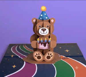 Tarjeta de Felicitación Pop-Up Decorativa con Tema de Osito, Hecha a Mano con Papel, Arte en Papel para Cumpleaños y Navidad - Product Image 4