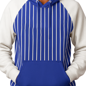 Sudadera con Capucha Raglán Personalizada ZPB para Mujer, Azul con Rayas Blancas, Estilo Griego, para Hermandades Escolares y Universitarias, Divine Nine HBCU, OEM - Product Image 6