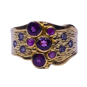 Wedding Wear 925 Sterling Silver Gold Plated Jewelry <b>Garnet</b> Ruby White Topaz Gemstone Women Wear Classic <b>Ring</b> - Product Image 5