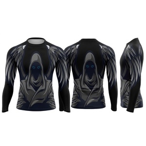 Camiseta de Manga Larga para Hombre, Protección UV, Antibacteriana, Transpirable, de Secado Rápido, con Costuras Planas de Spandex/Poliéster, para BJJ - Product Image 3