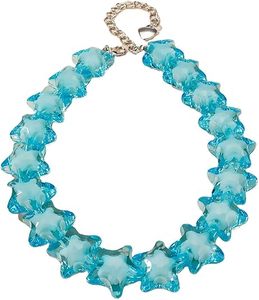 Collier ras du cou en résine et perles acryliques en forme d'étoile, multicolore, pentagramme, perles cœur et pêche, pour femme - Product Image 1