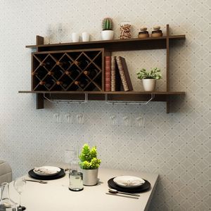 Portabottiglie da parete con supporto in vetro e mensola - Product Image 4