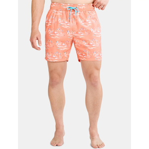 Shorts de bain imprimés pour hommes avec motif palmier, taille mi-haute à cordon de serrage, séchage rapide, décontractés, pour la plage - Product Image 3