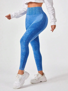 Super Quality Solid Casual Knitted Yoga Fitness <b>Leggings</b> 4 Way Stretch Breathable Anti-Bacterial Knee-Length <b>Seamless</b> <b>Legging</b> - Product Image 5