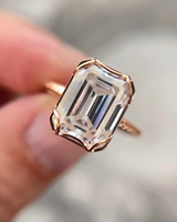 Bague de fiançailles de luxe en or rose avec diamant de laboratoire taille émeraude 1,50 carat, style classique pour femme