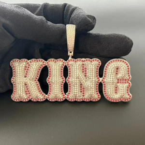Colgante de nombre personalizado estilo hueso, plata, moissanita, letra gótica, collar de moda hip hop, colgante de alfabeto personalizado - Product Image 6