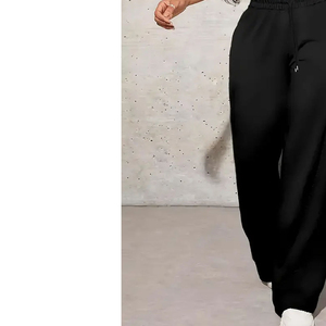 Custom Women's Winter Oversized Flat Front High Waist Drawstring <b>Bleach</b> Wash Sweatpants Loose Fit Breathable 100% Cotton Casual - Product Image 6
