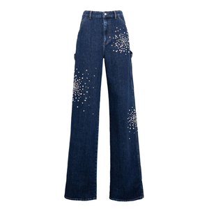 Women's Pants Loose Wide Leg High Waisted Jeans Women's Solid Color Casual Wear Street Style Baggy Cotton Denim Pants - Product Image 3