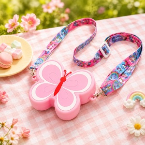 Butterfly Silicone Crossbody Bag Floral Shoulder Purse For Kids Soft Silicone Coin <b>Pouch</b> Waterproof <b>Mini</b> Bag With Adjustable - Product Image 5