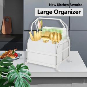 Porte-couverts blanc moderne et élégant, facile à transporter pour pique-nique, buffet extérieur, présentation de couverts et fêtes barbecue, en provenance d'Inde - Product Image 6