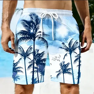 Shorts d'été pour hommes, imprimé dégradé 3D palmiers, style hawaïen, short de bain ample pour hommes - Product Image 5