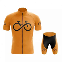 Conjunto de Jersey de Ciclismo Naranja para Hombre con Estampado de Logotipo de Bicicleta, Pantalones Cortos y Camiseta Transpirables de Poliéster para Adultos
