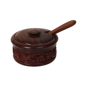 Nouvelle conception de pot à sucre en bois avec couvercle et cuillère, en forme de pomme, ustensiles de cuisine, vaisselle, bol à sucre en bois - Product Image 2