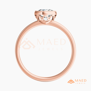 Rose Gold Plated Round Cut Bezel Halo Engagement <b>Ring</b> Women Milgrain Edge Solitaire American Diamond <b>CZ</b> Wedding <b>Ring</b> - Product Image 6