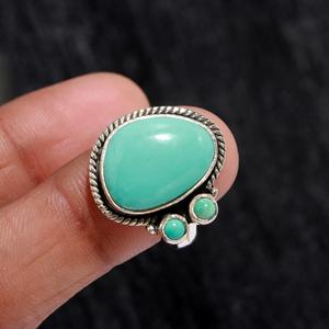 Fancy Green <b>Turquoise</b> <b>Ring</b> 925 Sterling Silver Promise <b>Ring</b> Birthstone Statement Jewelry for Anniversary At Best Price - Product Image 3