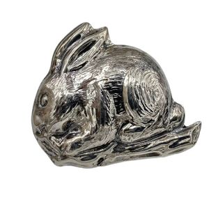 Contemporary aluminium bunny <b>statue</b> artistic wildlife sculpture metallic decorative feature for elegant living interiors - Product Image 3