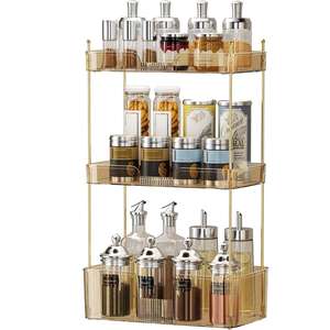 Étagère de salle de bain en plastique vert à 3 niveaux, organisateur de rangement pour maquillage, cosmétiques, commode, chambre à coucher, dortoir, hauteur 52,5 cm - Product Image 4